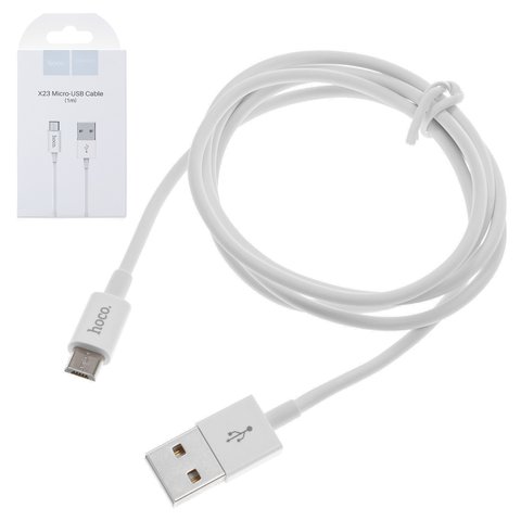 USB кабель Hoco X23, USB тип A, micro USB тип B, 100 см, 2 A, білий, #6957531072850