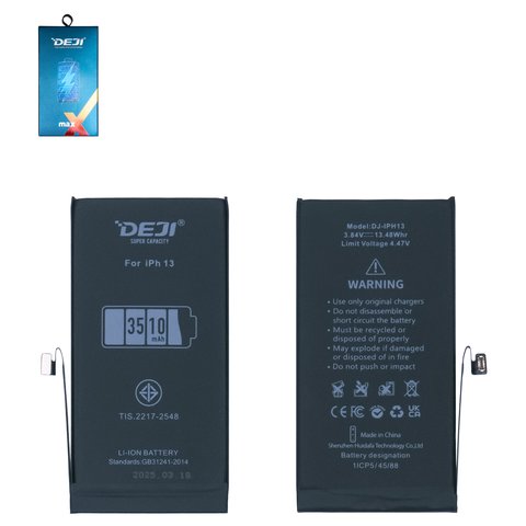 Акумулятор Deji для Apple iPhone 13, Li ion, 3,84 B, 3510 мАг, збільшена ємність, original IC