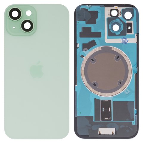 Задняя панель корпуса для iPhone 15, зеленая, со стеклом камеры, small hole
