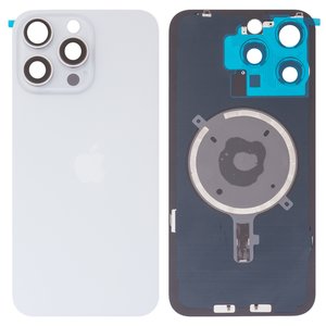 Задняя панель корпуса для iPhone 15 Pro Max, белая, со стеклом камеры, Original PRC 
