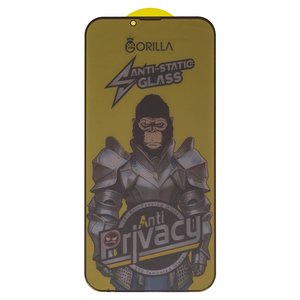 Защитное стекло Gorilla для Apple iPhone 13 Pro Max, iPhone 14 Plus, совместимо с чехлом, Full Glue, Anti Static, Anti Peeping, черный