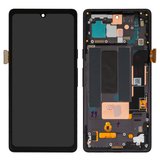 Дисплей для Google Pixel 7a, черный, с рамкой, High Copy, с широким ободком