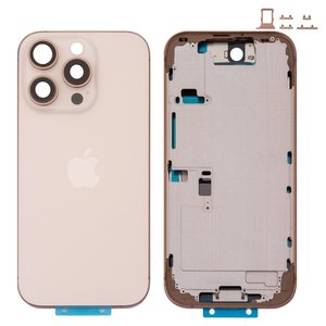 Корпус для iPhone 16 Pro, золотистий, з тримачем SIM карти, з боковими кнопками, Original PRC , EU Version, desert titanium