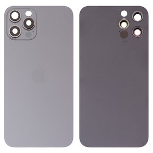 Задняя панель корпуса для iPhone 12 Pro, серая, со стеклом камеры, small hole, graphite