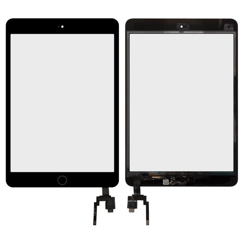 Touchscreen compatible with Apple iPad Mini 3 Retina, with IC, with HOME button, black, with IC, with HOME button 