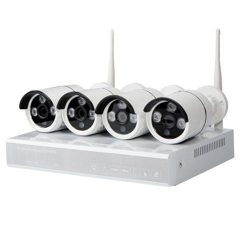 Juego: grabador de video en red MIPCK0410 y 4 cámaras IP de vigilancia 720p, 1 MP 