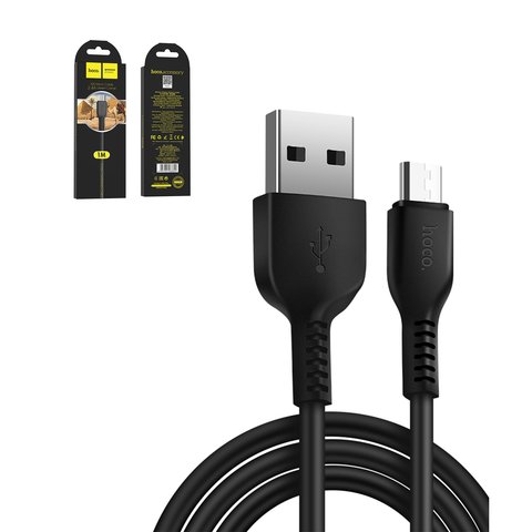 USB кабель Hoco X20, USB тип A, micro USB тип B, 100 см, 2,4 А, черный, #6957531068822