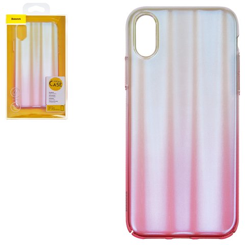 Case Baseus compatible with iPhone XS, pink, with iridescent color, matt, plastic  #WIAPIPH58 JG04