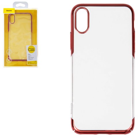 Case Baseus compatible with iPhone XS, red, transparent, plastic  #WIAPIPH58 DW09