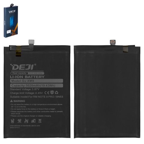 Battery Deji BN53 compatible with Xiaomi Poco M2 Pro, Redmi Note 10 Pro, Redmi Note 10 Pro Max, Redmi Note 9 Pro, Redmi Note 9 Pro Max, Li ion, 3.87 V, 5020 mAh 
