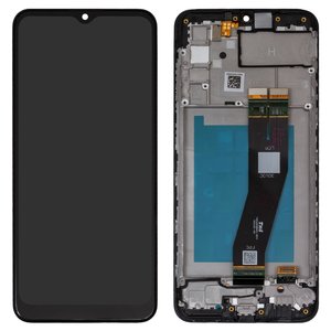 Pantalla LCD puede usarse con Samsung A025G Galaxy A02s, M025 Galaxy M02s, negro, con marco, Original PRC , con cable plano negro, 163x72,5 mm 