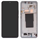 LCD compatible with Xiaomi 12T, 12T Pro, (silver, with frame, High Copy, (OLED), 22081212UG, 22081212G, 22071212AG)