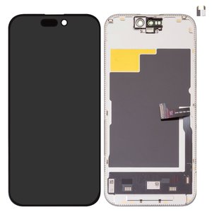 LCD compatible with iPhone 15 Pro, black, with frame, HC, without IC, AMOLED , DD OLED soft, 120Hz 