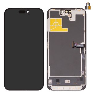 Pantalla LCD puede usarse con iPhone 14, negro, con marco, HC, sin error, OLED , DD OLED OEM soft, diagnosable