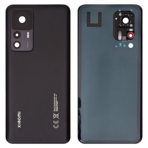 Housing Back Cover compatible with Xiaomi 12T, black, with camera lens, black 