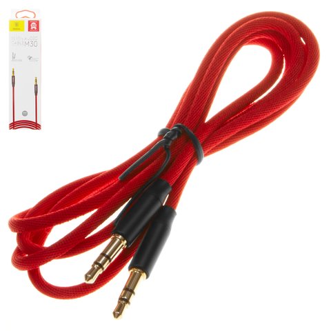 AUX кабель Baseus M30, TRS 3.5 мм, 100 см, красный, в нейлоновой оплетке, #CAM30 B91