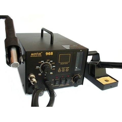 Hot Air Soldering Station AOYUE 968 with Soldering Iron and Smoke Absorber 110 V 
