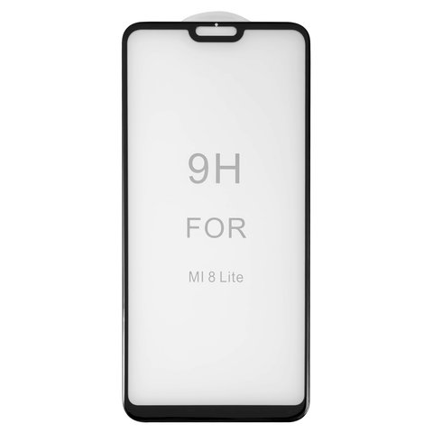 Tempered Glass Screen Protector All Spares compatible with Xiaomi Mi 8 Lite 6.26", 5D Full Glue, black, the layer of glue is applied to the entire surface of the glass, M1808D2TG 