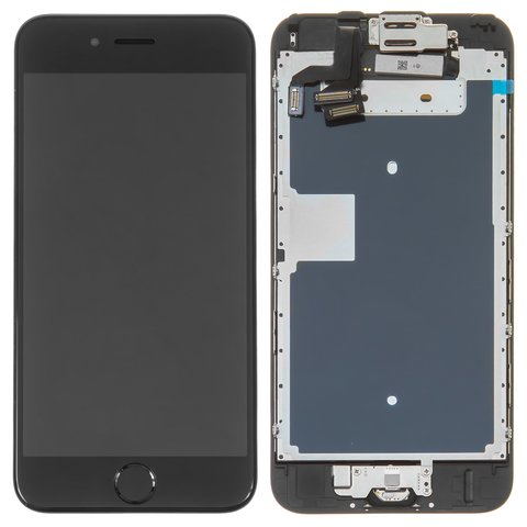 LCD compatible with Apple iPhone 6S, black, with frame, AAA, Tianma, with speaker, with HOME button flat cable, with camera 
