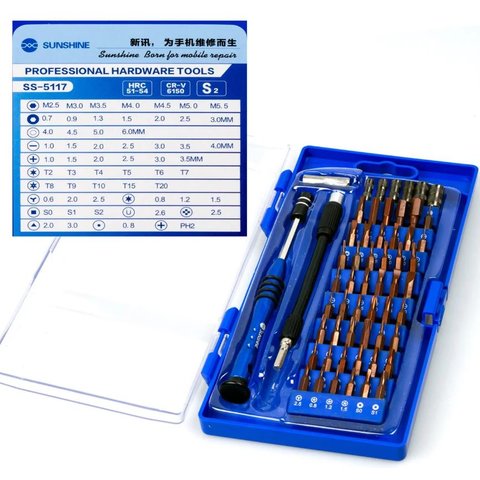 Toolkit for Repairing Mobile Devices Sunshine SS 5117, 58 in 1 