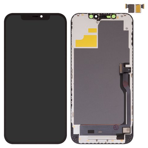 Дисплей для iPhone 12 Pro Max, черный, с рамкой, без микросхемы, OLED , OEM hard, SL