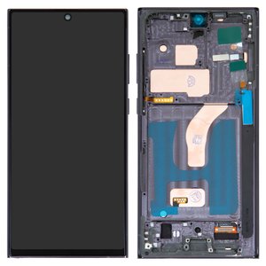 LCD compatible with Samsung S908B Galaxy S22 Ultra 5G, black, with frame, Copy, TFT  