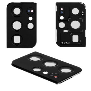 Vidrio de cámara puede usarse con Samsung G998 Galaxy S21 Ultra 5G, negro, con marcos