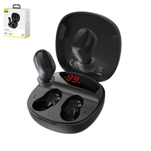 Auricular Baseus WM01 Plus, inalámbrica, de vacío, negra, con funda de carga, con LCD, con cable USB Tipo C, #NGWM010001 NGWM01P 01