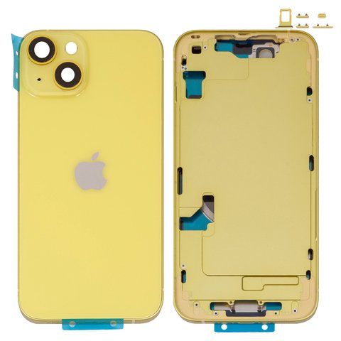 Carcasa puede usarse con iPhone 14, amarillo, con botones laterales,  con sujetador de tarjeta SIM, Original PRC , EU version