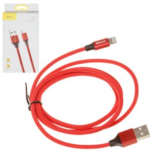 USB кабель Baseus Yiven, USB тип A, Lightning, 120 см, 2 A, червоний, в нейлоновому обплетенні, #CALYW 09