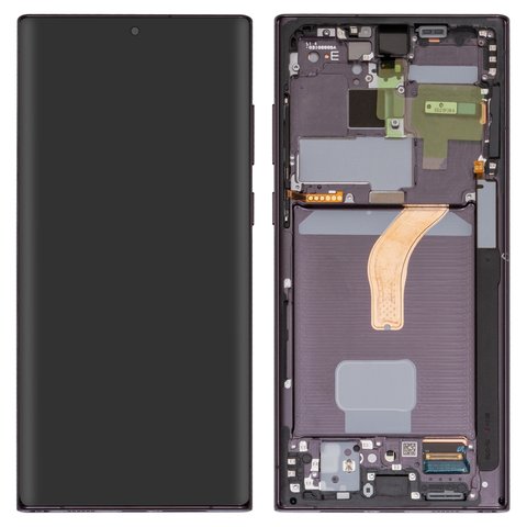 Дисплей для Samsung S908 Galaxy S22 Ultra 5G, чорний, з рамкою, Original PRC