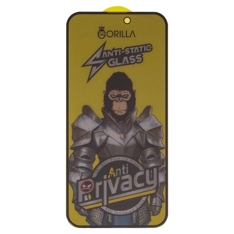 Захисне скло для Apple iPhone 15 Pro Max, сумісне з чохлом, Full Glue, Anti Static, Anti Peeping, чорний, gorilla