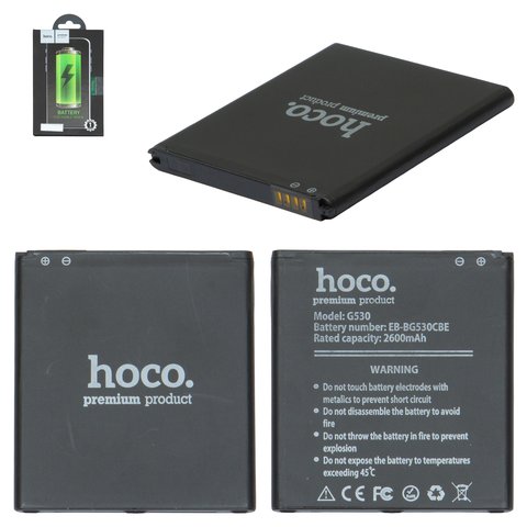 Акумулятор Hoco EB BG530BBC EB BG530CBE BG530BBE для Samsung G530H Galaxy Grand Prime, J500 Galaxy J5, Li Polymer, 3,8 В, 2600 мАг