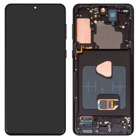 Дисплей для Samsung G996 Galaxy S21 Plus 5G, чорний, з рамкою, Оригінал переклеєне скло 