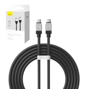 USB кабель Baseus Coolplay Series, 2xUSB тип C, 200 см, 100 Вт, чорний, силіконовий, #CAKW000301