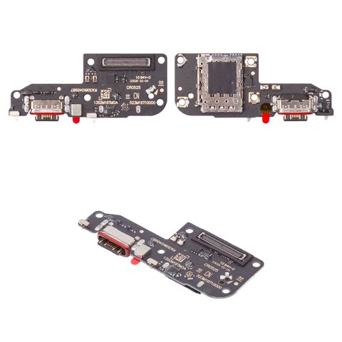 Шлейф для Xiaomi Poco F5, коннектора зарядки, с микрофоном, с компонентами, High Copy, плата зарядки