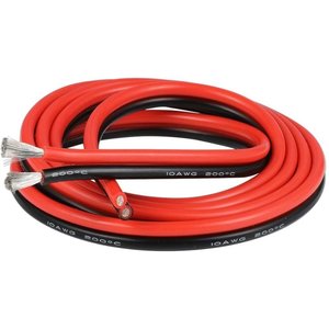 Провод двойной в силиконовой изоляции 10AWG, 5,31 мм², 1 м, черный, красный