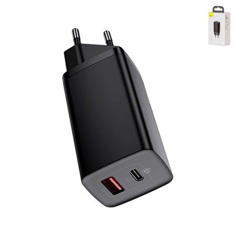 Мережевий зарядний пристрій Baseus GaN2 Lite, Quick Charge, 220 В, чорне, 65 Вт, #CCGAN2L B01
